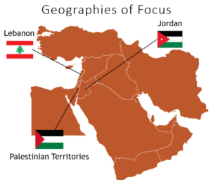 infographic showing geographies of focus map of middle east